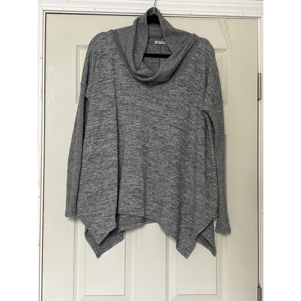 Mod-o-doc Women's Gray Long-Sleeve Swingy Cowl-Neck Pullover Sweater Size M